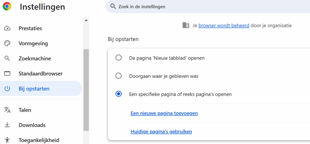Startpagina Chrome aanpassen